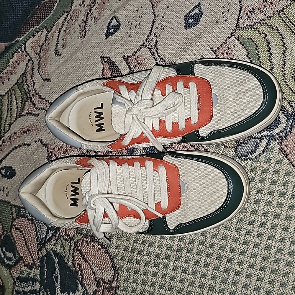 Madewell sneakers color block white orange blue lace up